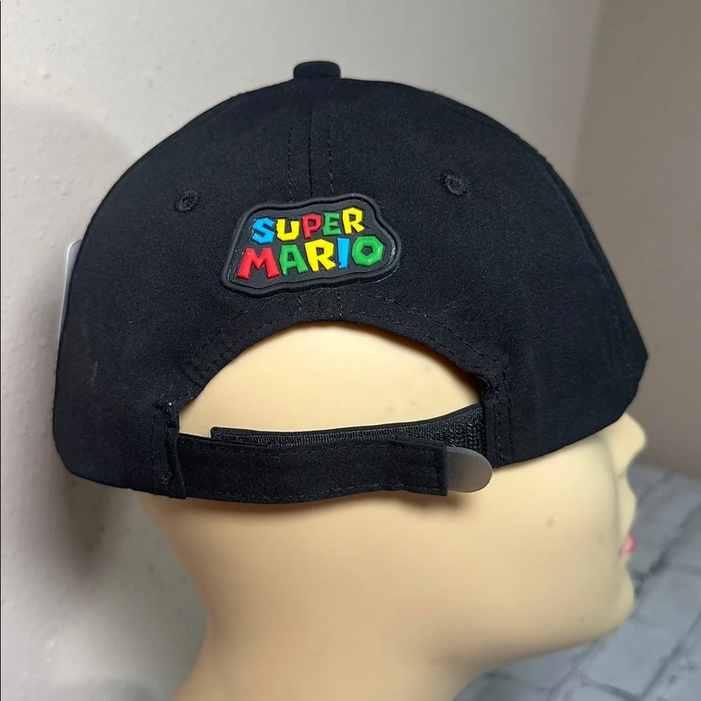 Super Mario Baseball Cap Hat Black with Piranha Plant Patch Adjustable Back NEW - Picture 4 of 15